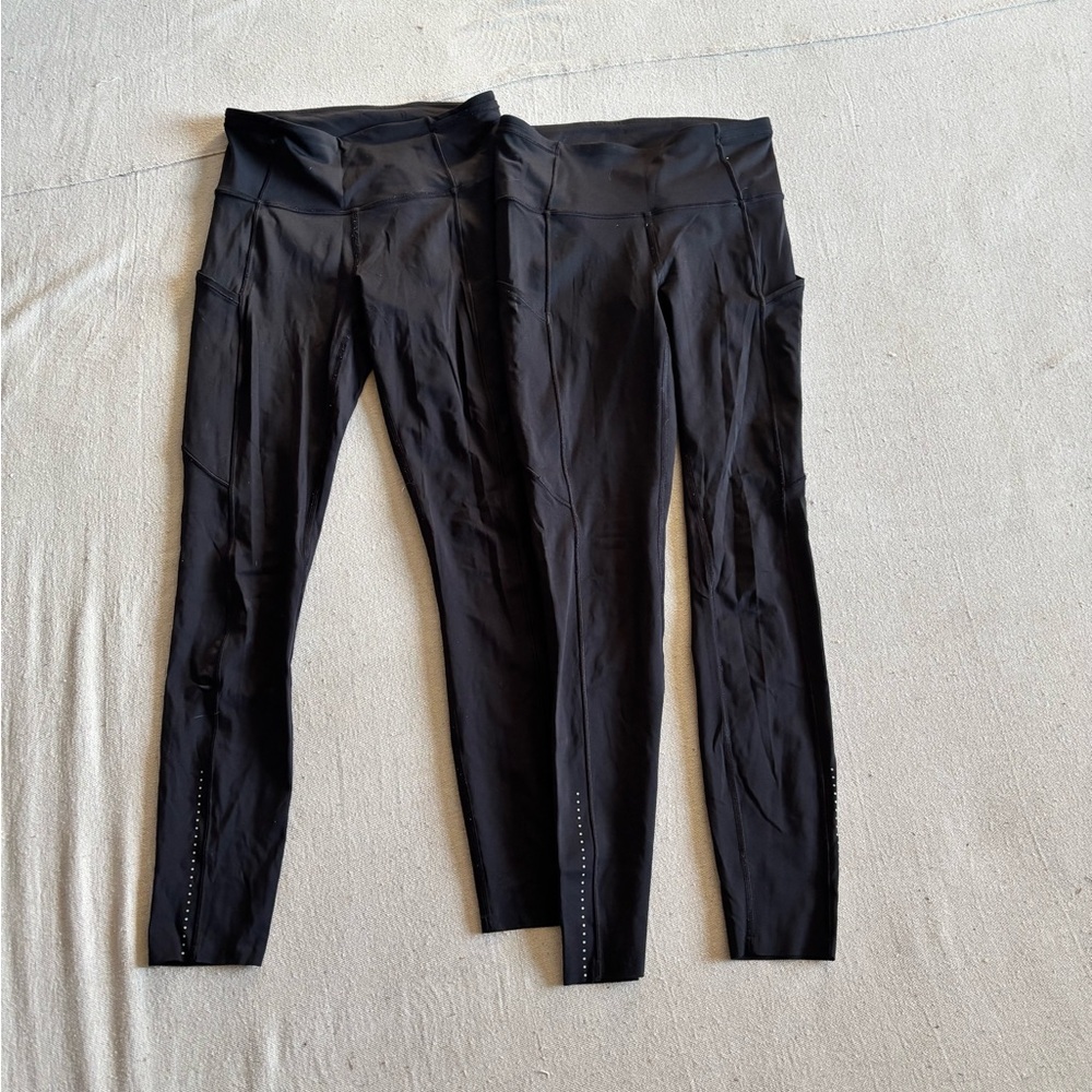 Lululemon Fast and Free leggings with pockets sz 4 25”